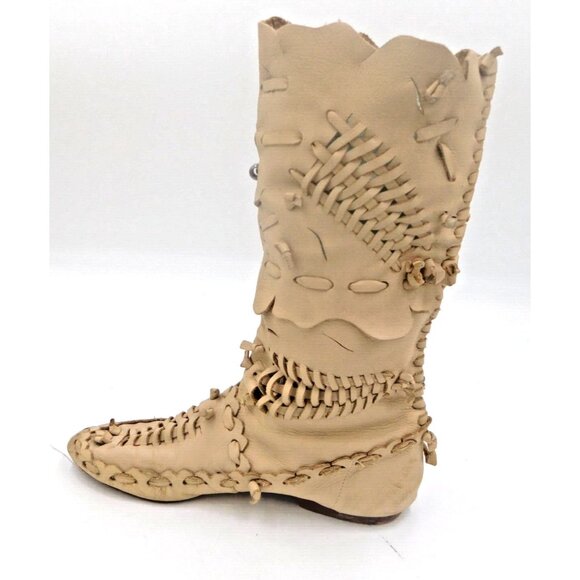 COOLEST Vintage Huarache Boots, Beige, Sz 7 1/2, Slouchy Free People Resemblence - Picture 7 of 7